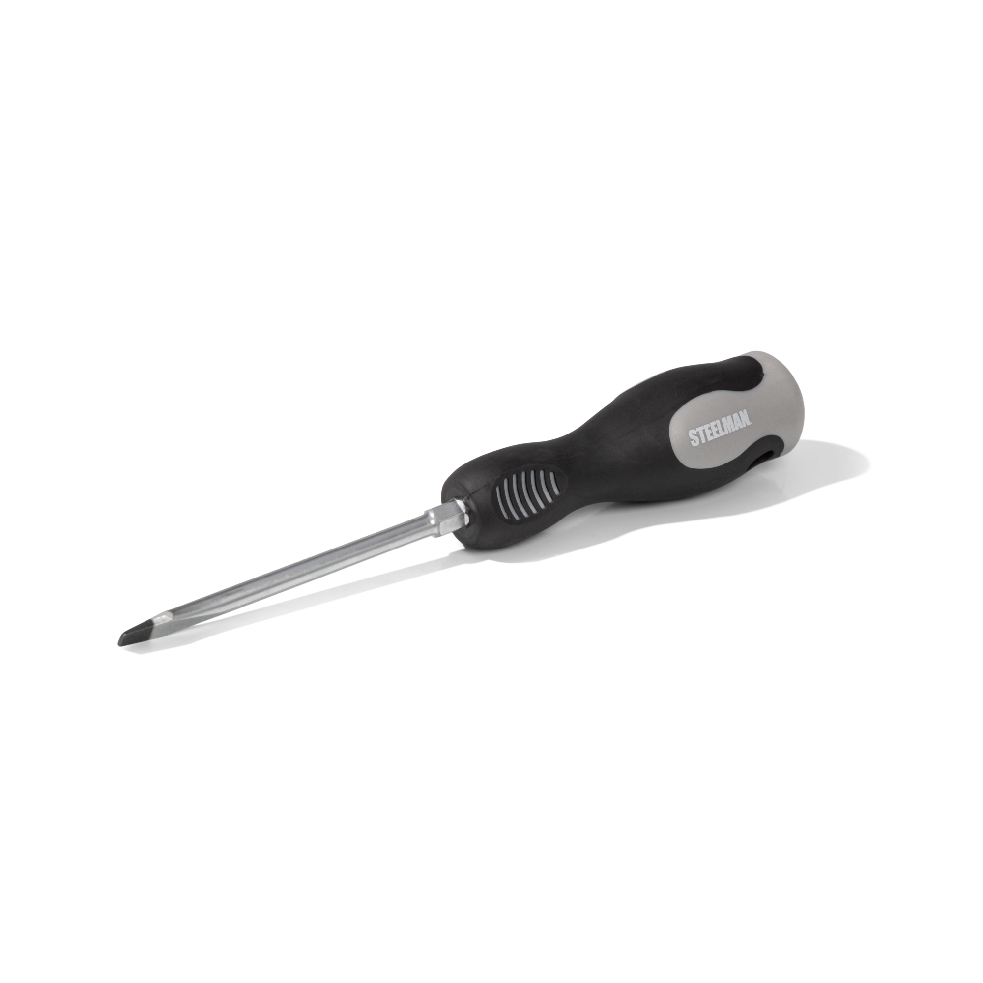 STEELMAN 1/4-Inch x 4-Inch Slotted Tip Screwdriver with Comfort Grip Handle and Hex Bolster, Model# 78463A